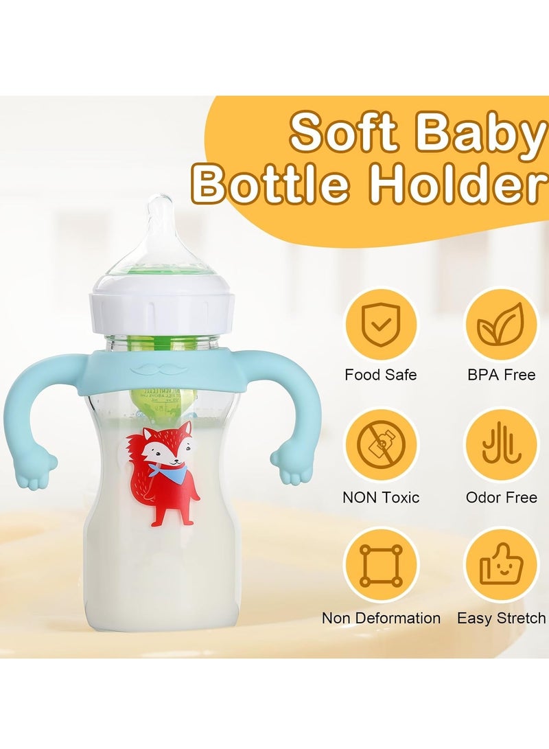 Baby Bottle Handles,4 Pack Silicone Baby Bottle Holder with Easy Grip Handles to Hold Their Own Bottle, Bottle Handles for 1.85