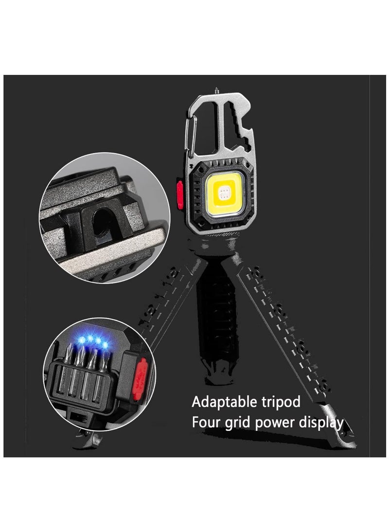 Keychain flashlights, Rechargeable Keychain Flashlight,1000 Lumens 6 Light Modes Portable Pocket Light with Folding Bracket and Tool Kit for Fishing Walking Camping (Square)