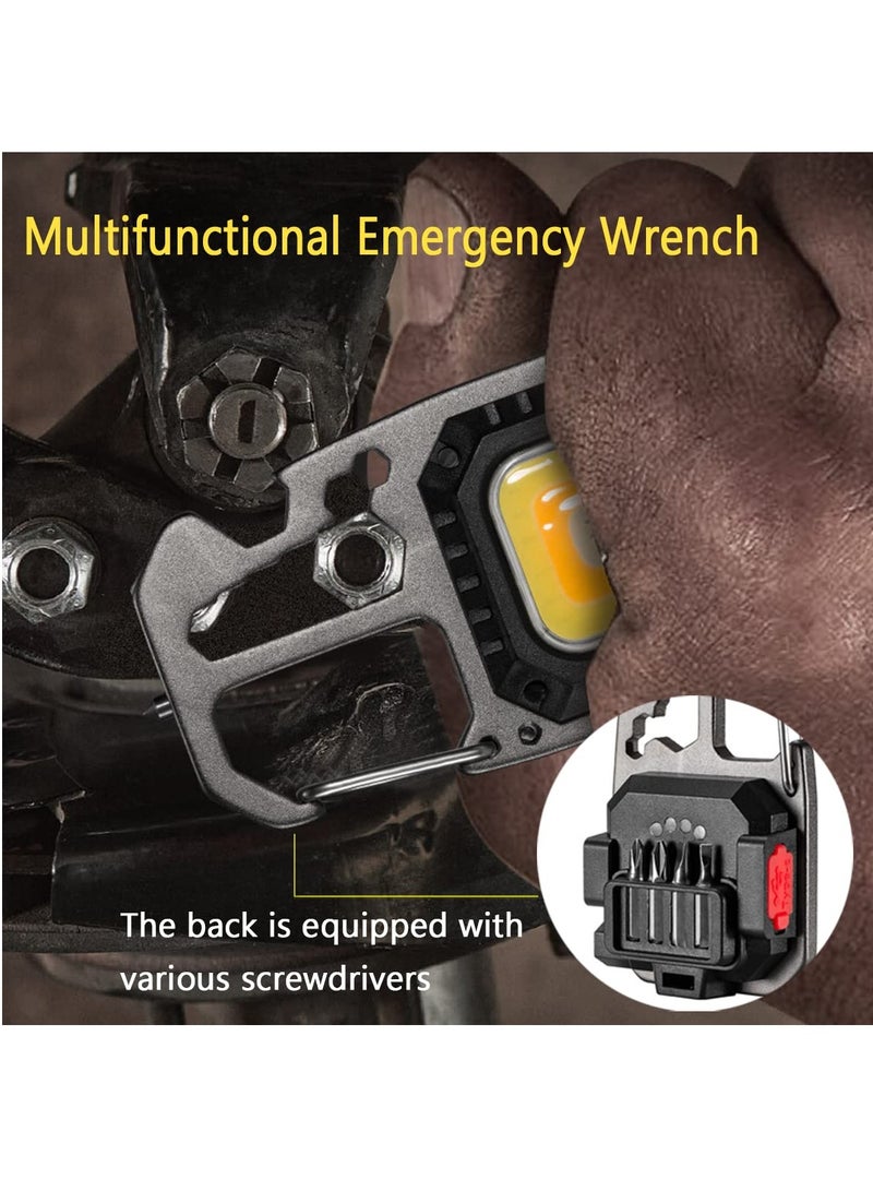 Keychain flashlights, Rechargeable Keychain Flashlight,1000 Lumens 6 Light Modes Portable Pocket Light with Folding Bracket and Tool Kit for Fishing Walking Camping (Square)