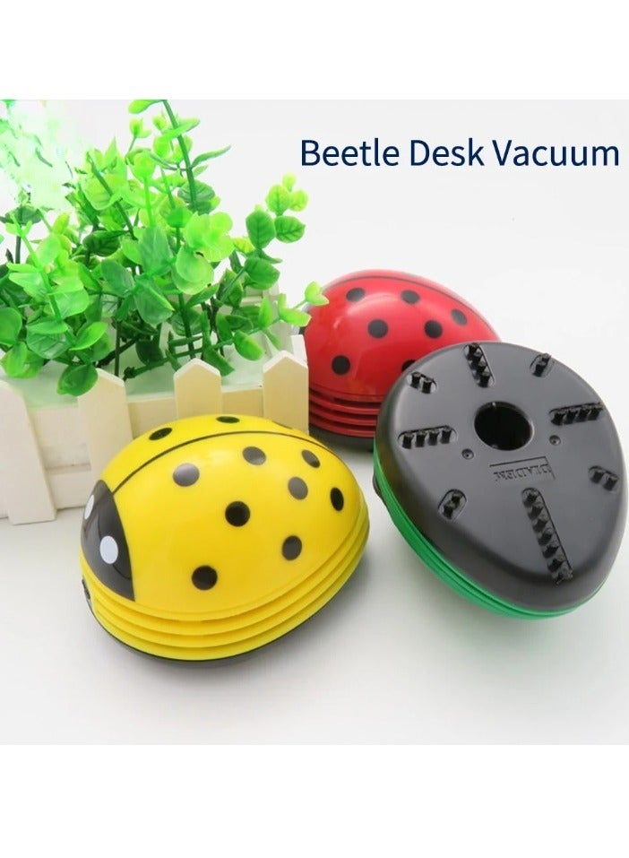 Mini Table Vacuum Cleaner, Miniature Keyboard Desktop Cleaner, Beetle Shaped Portable Corner Desk Table Cleaner, Ladybug Dust Collector For Home Office Desktop Cleaning, (1pc. Green)