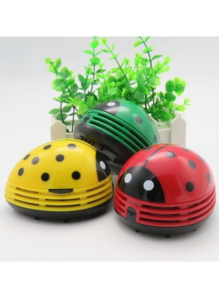 Mini Table Vacuum Cleaner, Miniature Keyboard Desktop Cleaner, Beetle Shaped Portable Corner Desk Table Cleaner, Ladybug Dust Collector For Home Office Desktop Cleaning, (1pc. Green)