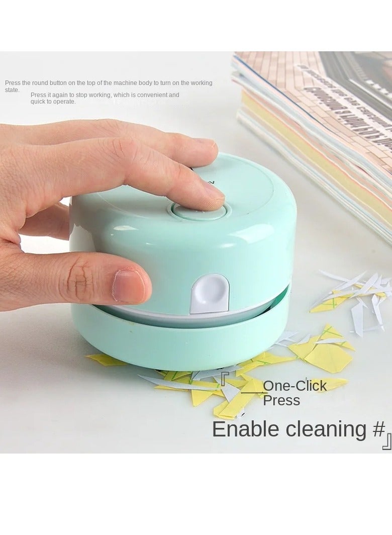 Mini Desktop Vacuum Cleaner, Portable Vaccum Table Dust Sweeper, Tabletop Crumb Desk Dust Cleaner, Silent Efficient Cordless Handheld Cleaner For Table Keyboard Car, (1pc Green)
