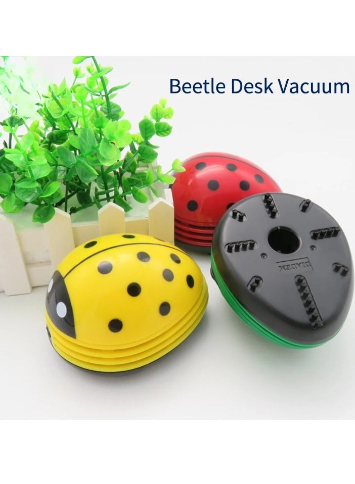 Mini Table Vacuum Cleaner, Miniature Keyboard Desktop Cleaner, Beetle Shaped Portable Corner Desk Table Cleaner, Ladybug Dust Collector For Home Office Desktop Cleaning, (1pc. Yellow)