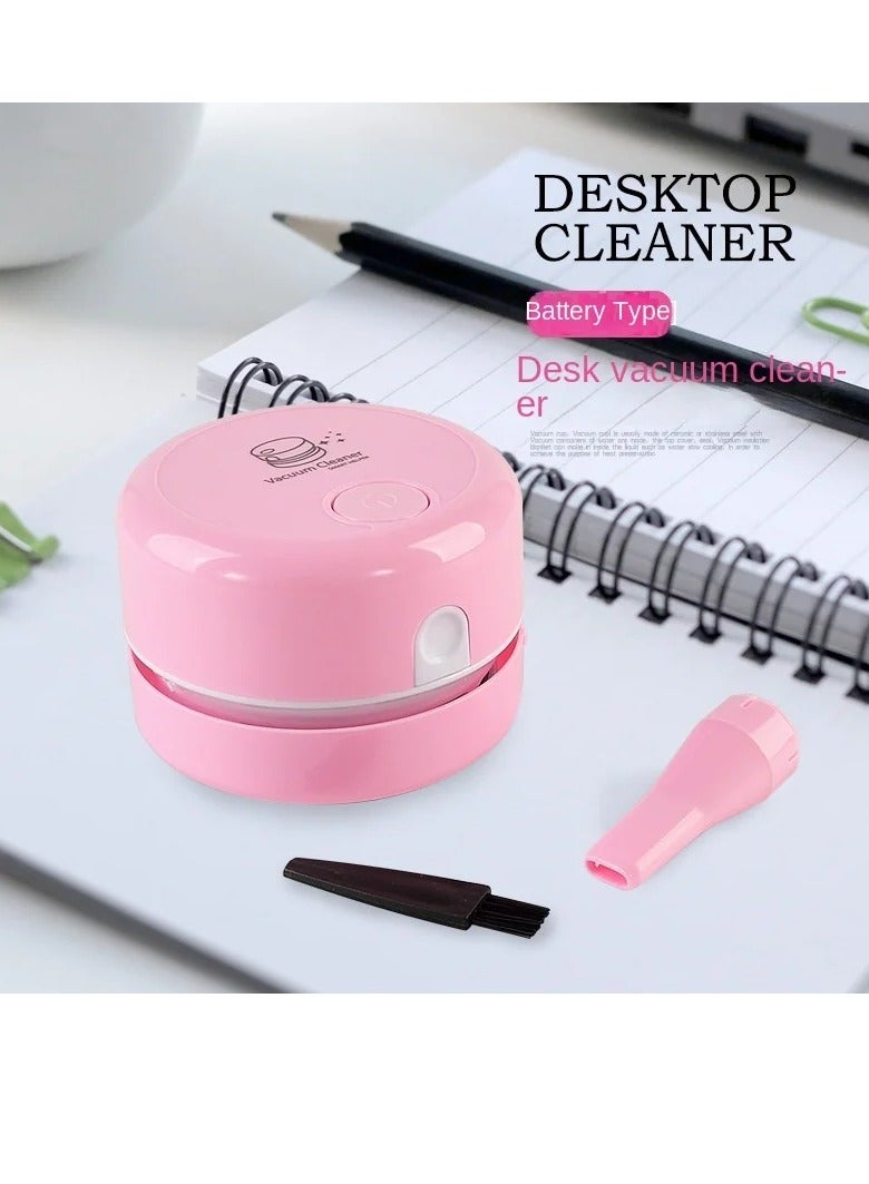Mini Desktop Vacuum Cleaner, Portable Vaccum Table Dust Sweeper, Tabletop Crumb Desk Dust Cleaner, Silent Efficient Cordless Handheld Cleaner For Table Keyboard Car, (1pc Pink)