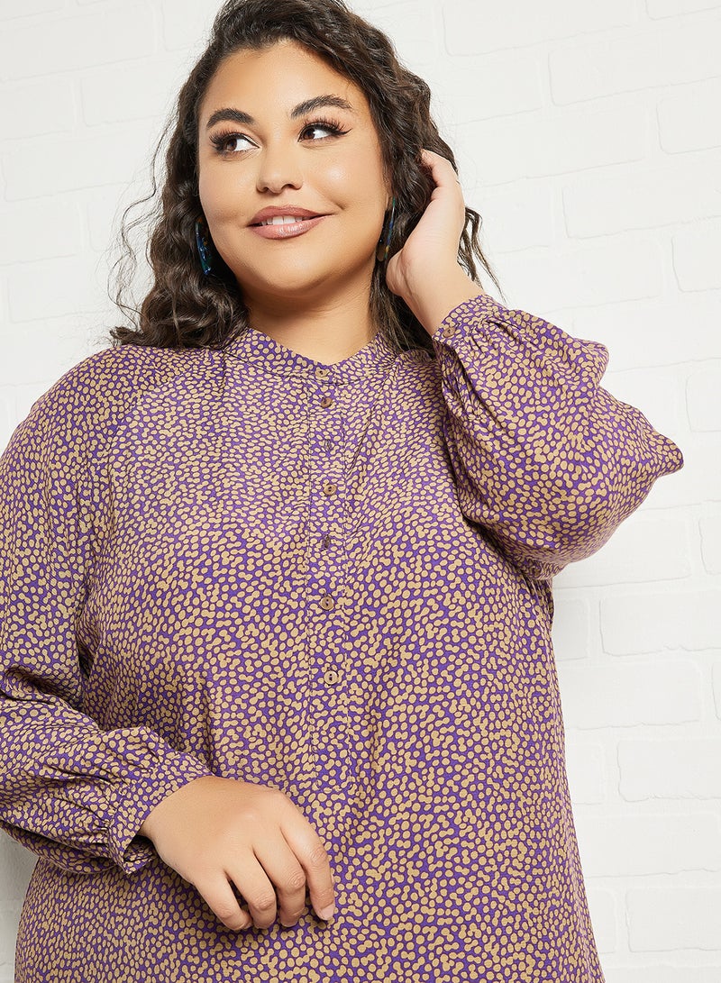 Plus Size Print Midi Dress Mauve