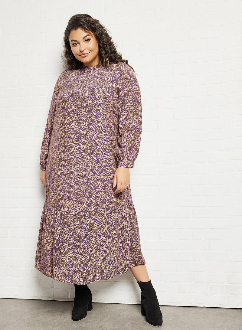 Plus Size Print Midi Dress Mauve