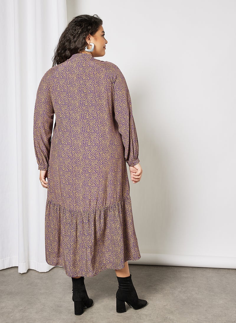 Plus Size Print Midi Dress Mauve