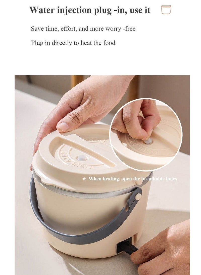 Single Layer Portable Multi-functional Electric Heating Cooking Insulation Lunch Box Rice Cooker for School Work Home