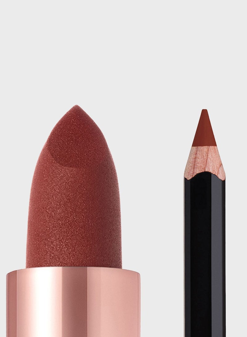 Fuller Looking & Sculpted Lip Duo Kit - Toffee Matte Lipstick + Malt Lip Liner