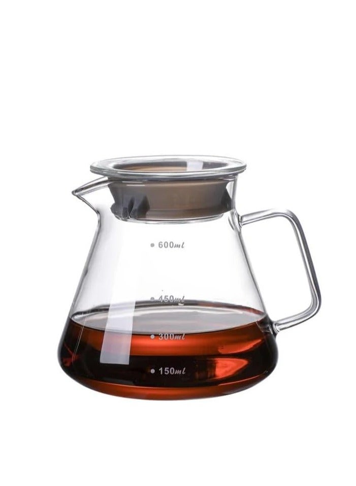 Borosilicate Heat Resistant Glass Coffee Server Pot (600 ML Square Handle)