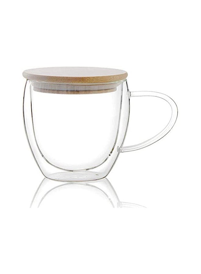 3-Piece Double Walled Coffee Cups With Handle Lid Set Includes 1xLarge 450ml, 1xMedium 350ml, 1xSmall 250ml