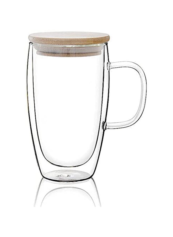 3-Piece Double Walled Coffee Cups With Handle Lid Set Includes 1xLarge 450ml, 1xMedium 350ml, 1xSmall 250ml