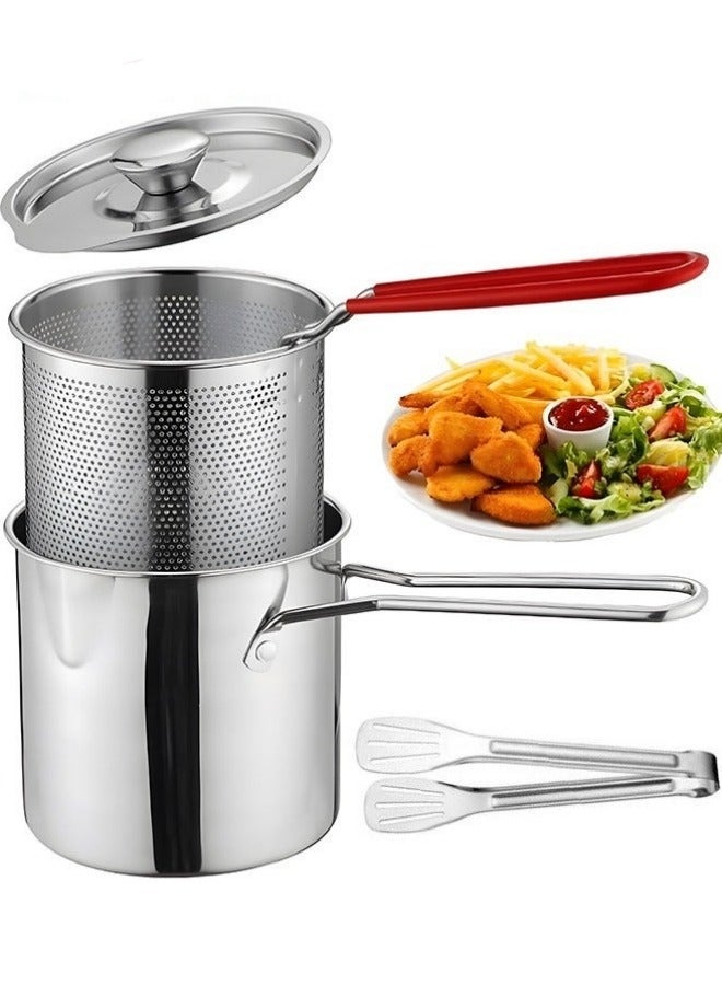 4-Piece Japanese Style Stainless Steel Deep Fryer Pot with Oil Filter Mesh for Gas Stove