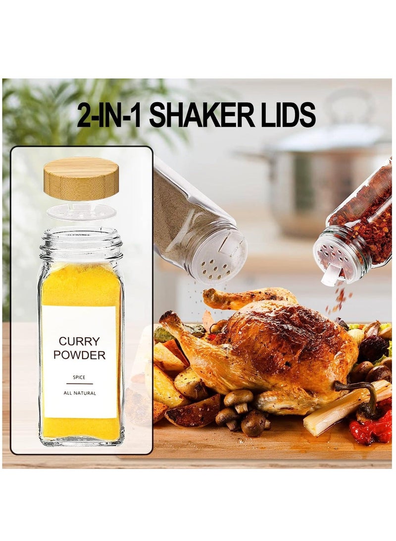 24-Piece Set of Empty Glass Spice Containers Seasoning Organizer with Bamboo Lid, Complete with Labels and Shaker Lids