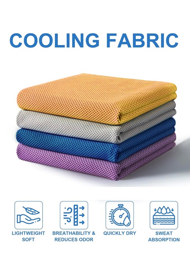 Cooling Towel 4 Packs - Microfiber Towel providing Instant Cooling Relief for you in Sports, Fitness, Gym, Yoga, Running, Travel, Camping, Workout & More Activities translate into Arabic