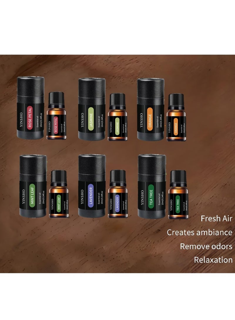 YINSHO 6 Pieces of 10 ML Natural Single Essential Oils,  Fresh Air, Remove Odors, Creates Ambiance, Relaxation, Yoga, Meditation