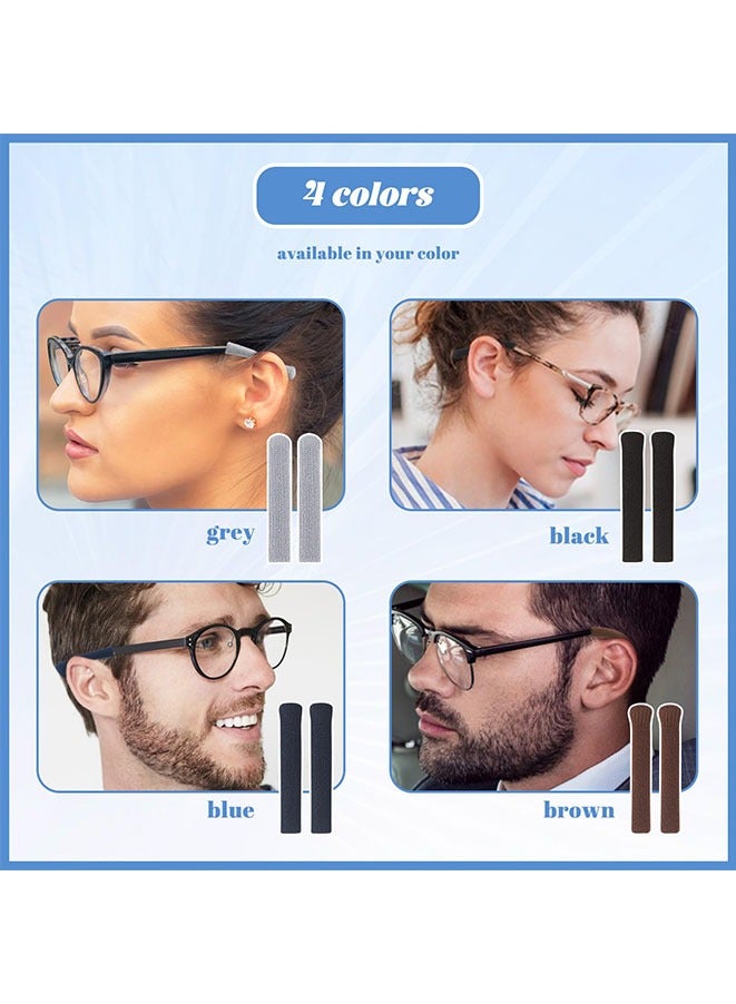 5 Pairs Glasses Ear Cushion, Soft Knitting Cotton Fabric Eyeglasses Temple Tips Sleeve, Anti-Slip Glasses Sleeves