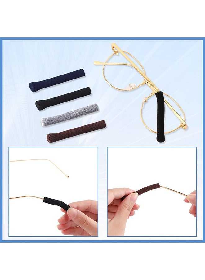 5 Pairs Glasses Ear Cushion, Soft Knitting Cotton Fabric Eyeglasses Temple Tips Sleeve, Anti-Slip Glasses Sleeves