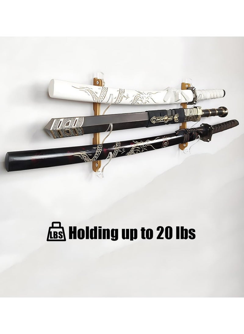 Sword Holder Wall Mount,10.8 Inch Sword Stand Display,3-Tier Katana Wall Mount,Lightsaber Stand,Samurai Sword Holder,Sword Wall Display,Wand and Cosplay Blade Stand. (3 Tier Brown)