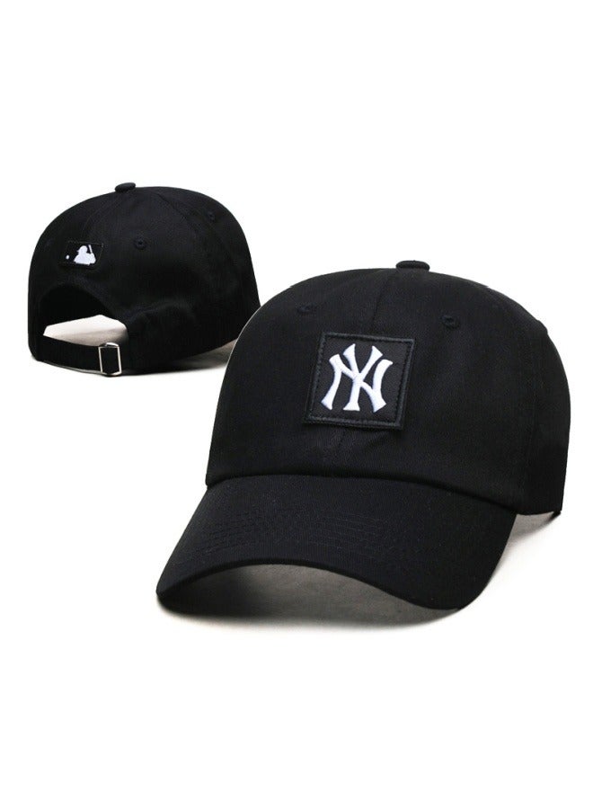 New Era 9Fort New York Yankees Baseball Hat Duck billed Hat Pointed Hat Sun Hat Pure Cotton Men's and Women's Hat Baseball Outdoor Black