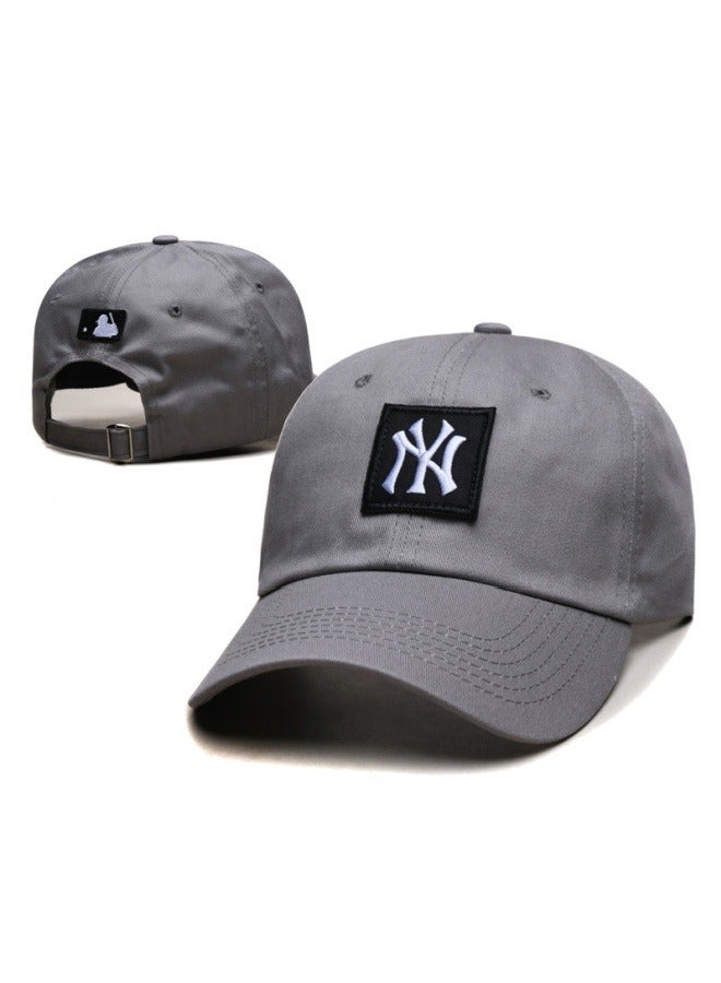 New era 9Fort New York Yankees baseball hat duck tongue hat sun hat pointed hat sun hat pure cotton men's and women's grey baseball hat outdoor adjustable