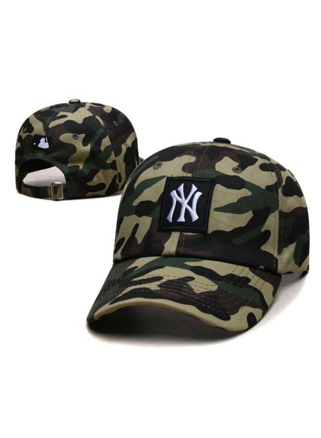 NEW ERA 9Fort New York Yankees Baseball Hat Duck Tongue Hat Sun Hat Pointed Hat Sun Hat Pure Cotton Men's and Women's Baseball Hat Outdoor Army Green