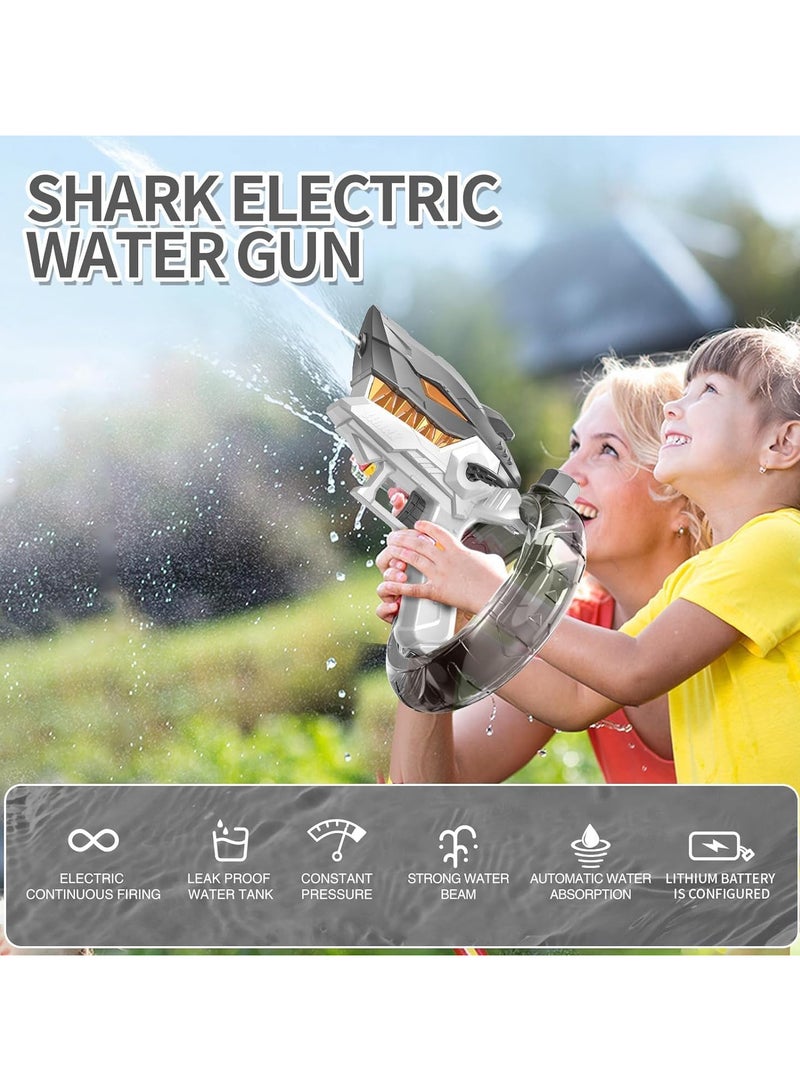 Electric Water Gun,Shark Shape Water Guns for Adults Kids,Strong Power,Large Capacity Water Gun,Up to 10m Long Range,Summer Water Gun Toys,Pool Beach Outdoor Party Toys Kids Ages 8-12,Grey