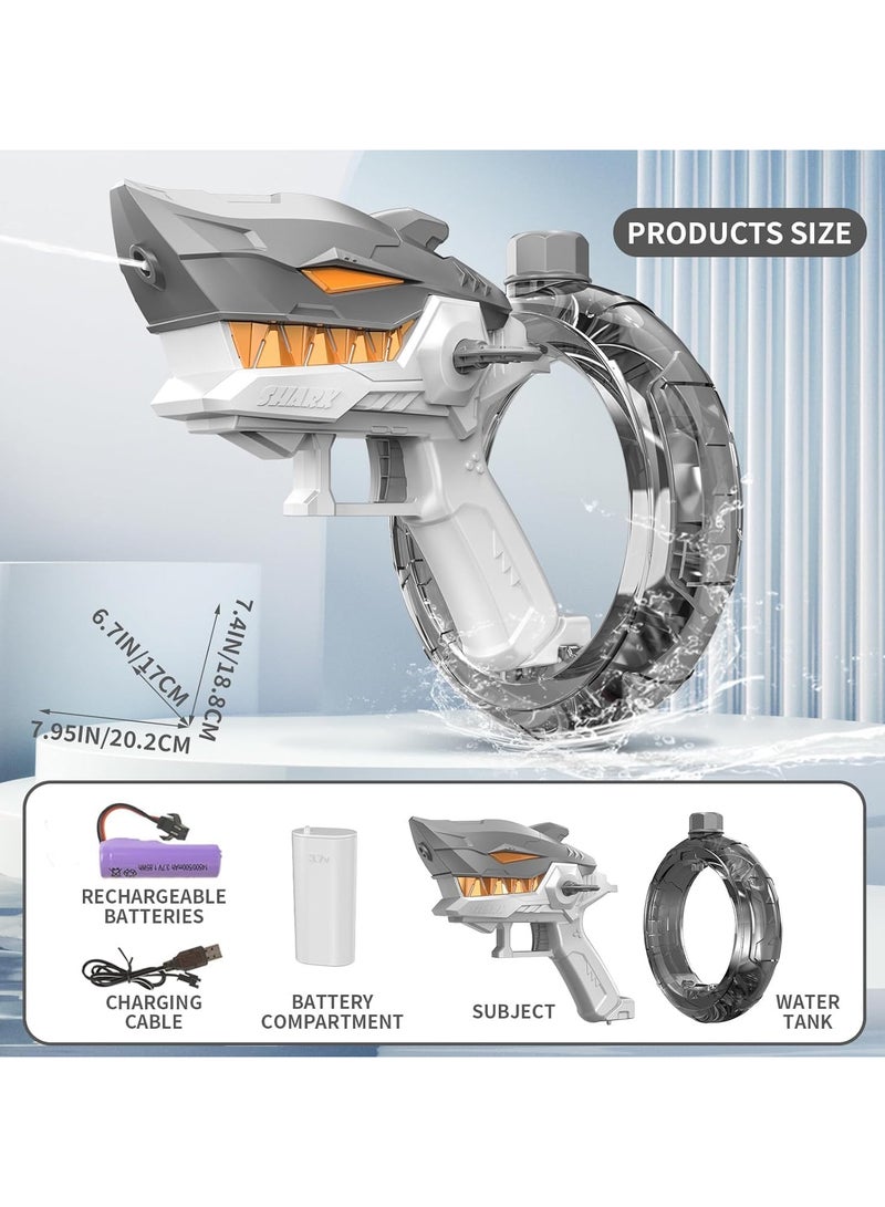 Electric Water Gun,Shark Shape Water Guns for Adults Kids,Strong Power,Large Capacity Water Gun,Up to 10m Long Range,Summer Water Gun Toys,Pool Beach Outdoor Party Toys Kids Ages 8-12,Grey