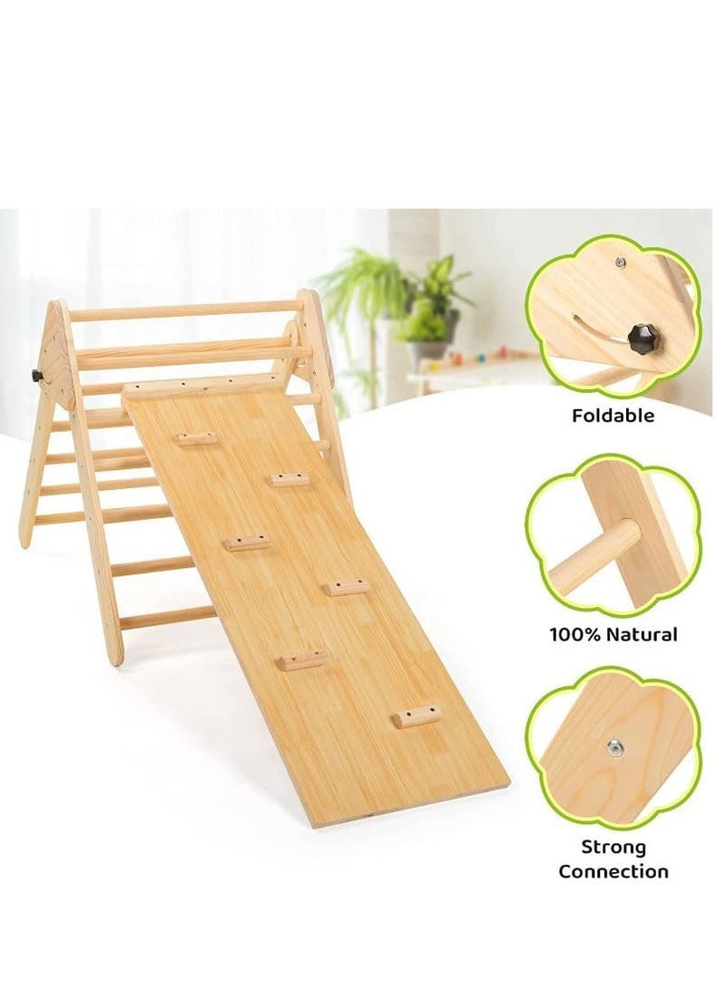 COOLBABY Solid Wood Children's Climbing Triangle Indoor Household Small Family Amusement Park Baby Climbing Slide Combination Folding Frame