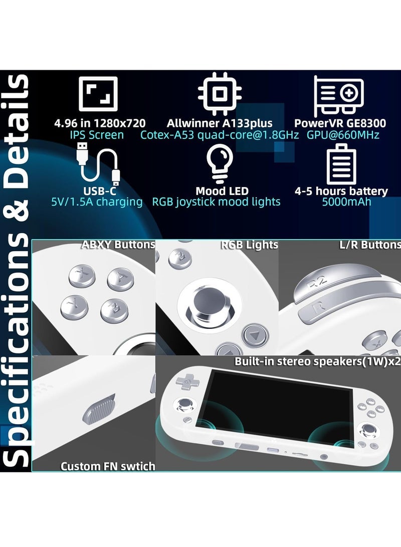 Trimui Smart Pro 5-inch Handheld Game Console Preinstalled Emulator System 128GB (White)