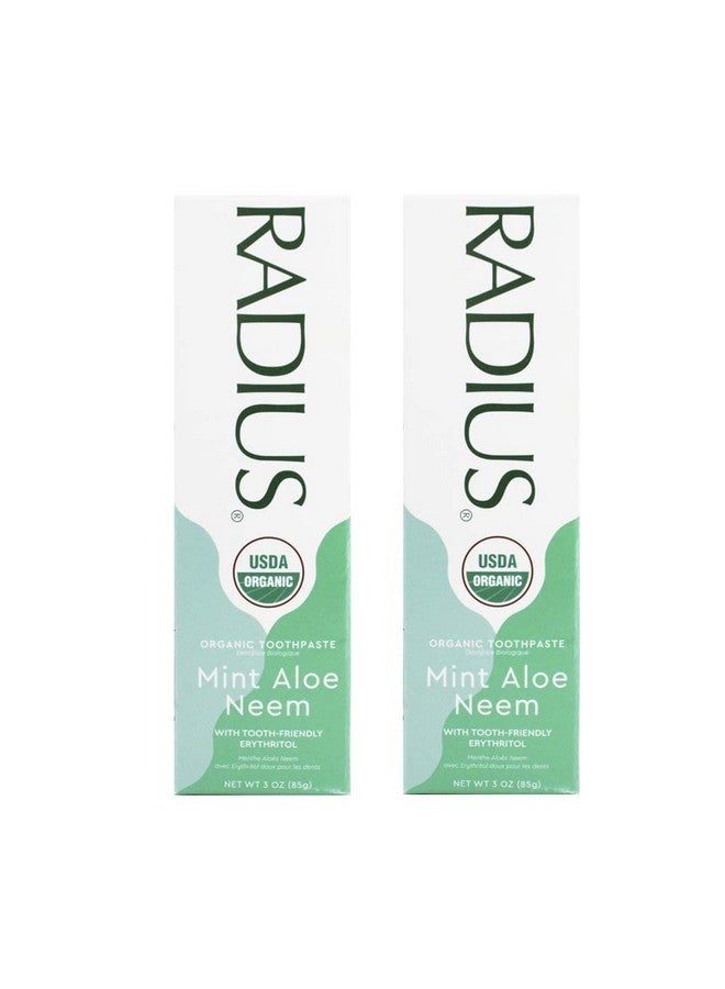 Usda Organic Toothpaste 3Oz Non Toxic Chemicalfree Glutenfree Designed To Improve Gum Health & Prevent Cavity Mint Aloe Neem Pack Of 2
