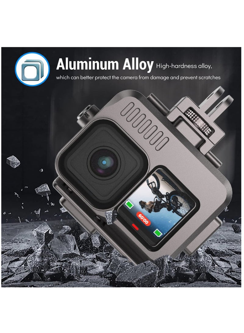 Aluminum Waterproof Case for GoPro Hero 11/10/9 Black, Protective 131FTUnderwater Dive Housing Shell with 2 Cold Shoes for GoPro Hero11/10/9 Black Action Camera