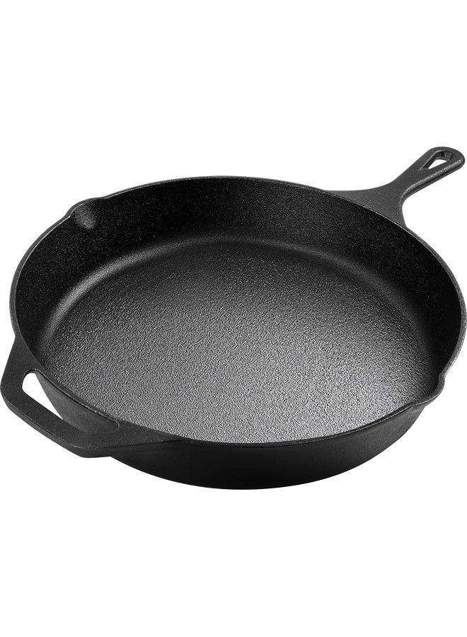 Cast Iron Skillet Pre-Seasoned Skillet/Frying Pan, Black 12 Inch Round Cast Iron Frying Pan - Safe Grill Cookware For Indoor & Outdoor Use