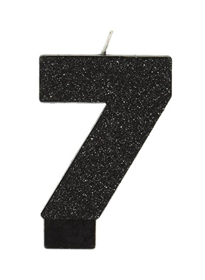 Number 7 Glitter Birthday Candle Black 3.7X8.8X3.8inch