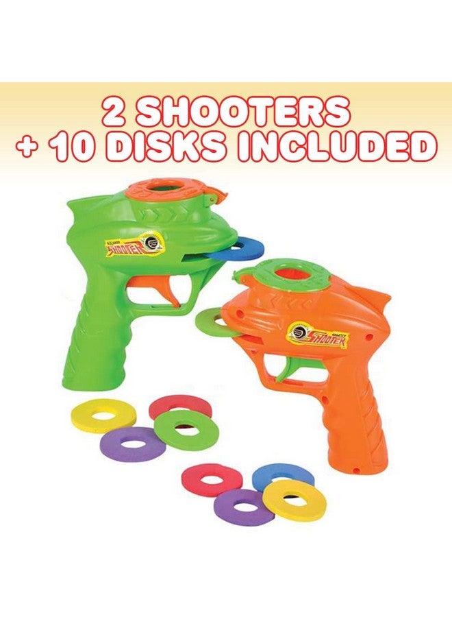 Foam Disc Launcher Set Of 2 Disk Shooter Toy Guns With 1 Gun And 5 Flying Disks Each Outdoor Games And Activities For Summer Backyard And Picnic Fun Best Gift Idea