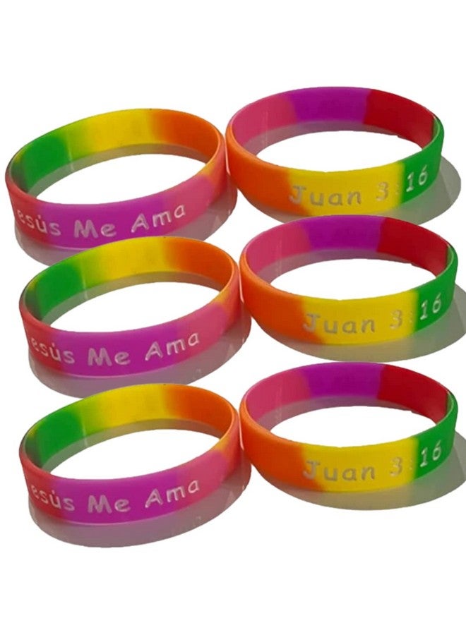 100 Count Bulk Spanish Jesus Loves Me Jesus Me Ama Juan 3 16 Rubber Silicone Bracelets Spanish Wristband Nice Gift Spanish Party Favors For Missionaries Religious Christian Church Giveaways