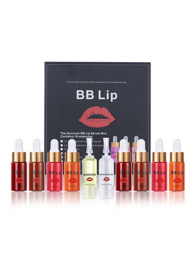 Bb Lips Serum Kit Semi Permanent Make Up Treatment Lip Gloss Bb Lip Serum For Lip Pigment Including 4 Colors Liquid Lip Pigments Exfoliating Gel And Booster