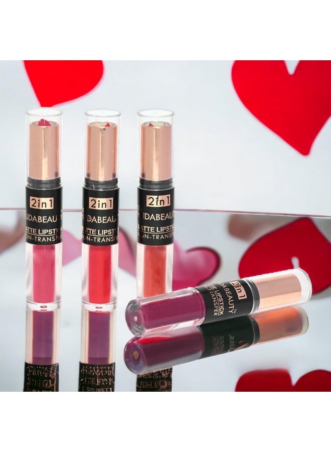 Beauty 4Pcs Lipstick Combo Pack Of 2In1 Swiss Liquid & Matte Lipsticks For Women Long Lasting Smudge & Waterproof