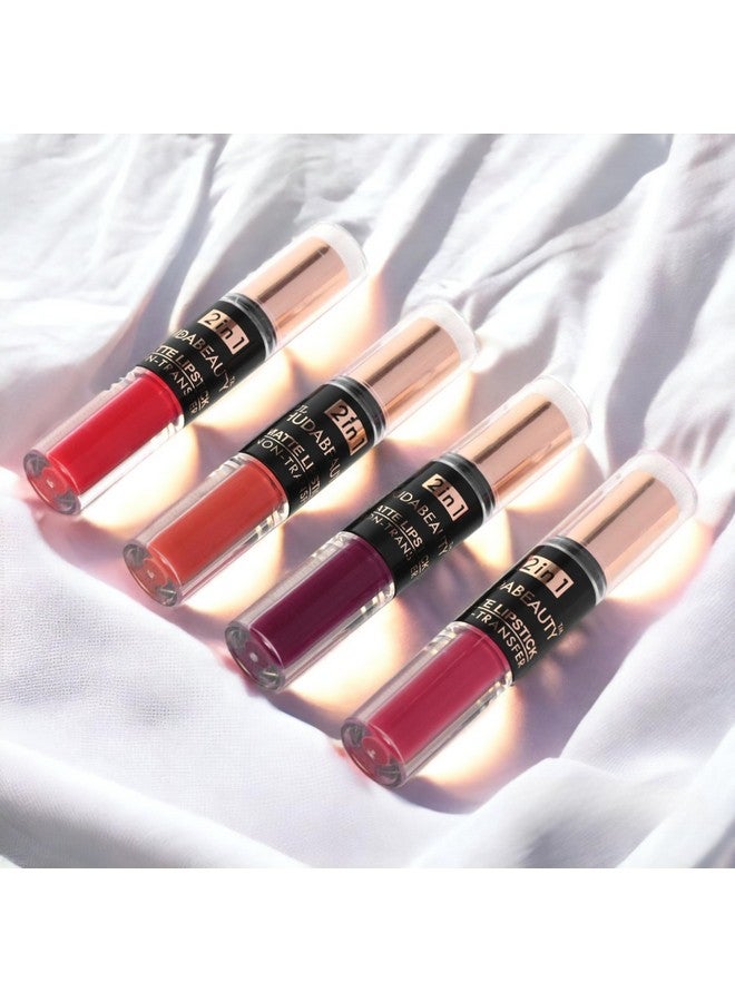 Beauty 4Pcs Lipstick Combo Pack Of 2In1 Swiss Liquid & Matte Lipsticks For Women Long Lasting Smudge & Waterproof