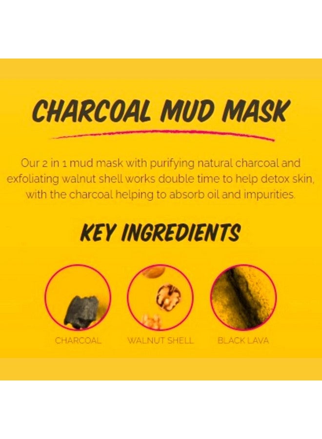 Charcoal Mud Face Mask Detox Away With Crushed Charcoal Crushed Walnut Shell 3Pack Of 0.5 Fl Oz Each 3 Sachets