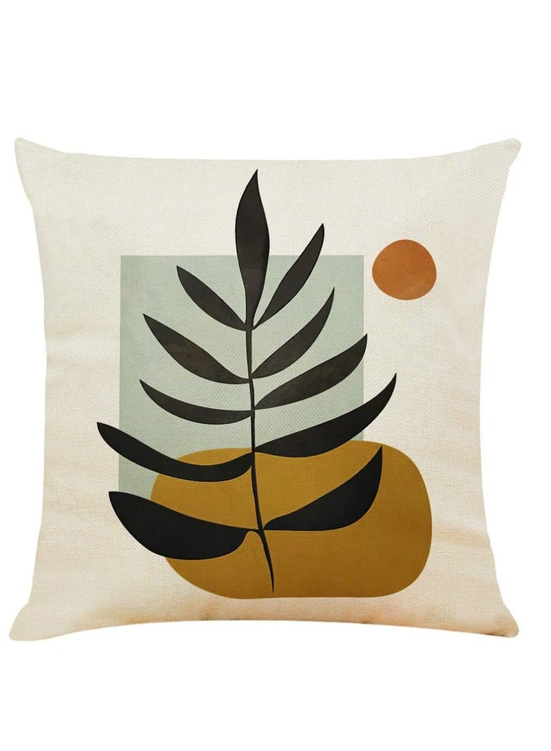 Pillow Cases, Decorative Pack of 4 Navy Blue Orange Cushion Covers 18x18 inch Linen Square Throw Pillow Covers for Living Room Sofa Couch Bed Pillowcases(45cm x 45cm)