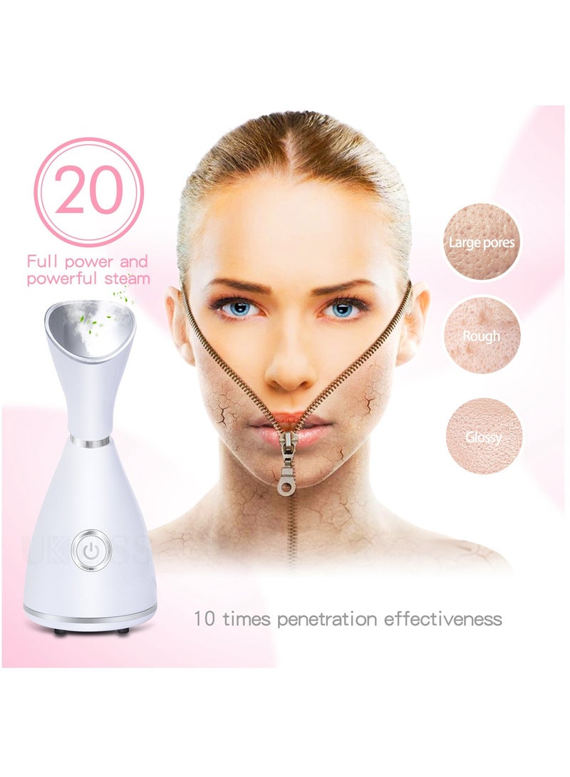 4-in-1 Home Skin Care Bundle Ultrasonic Face Scrubber, Blackhead Remover, RF LED Therapy Beauty Instrument, and Nano Facial Ionic Steamer