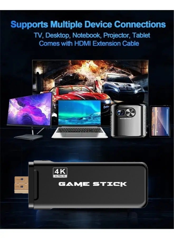 Game Console, Plug and Play Video Games Built-in 12000+ Classic Game 4K Ultra HD Game Stick with 2.4G Wireless Joystick Controller Supports 20+ Emulators