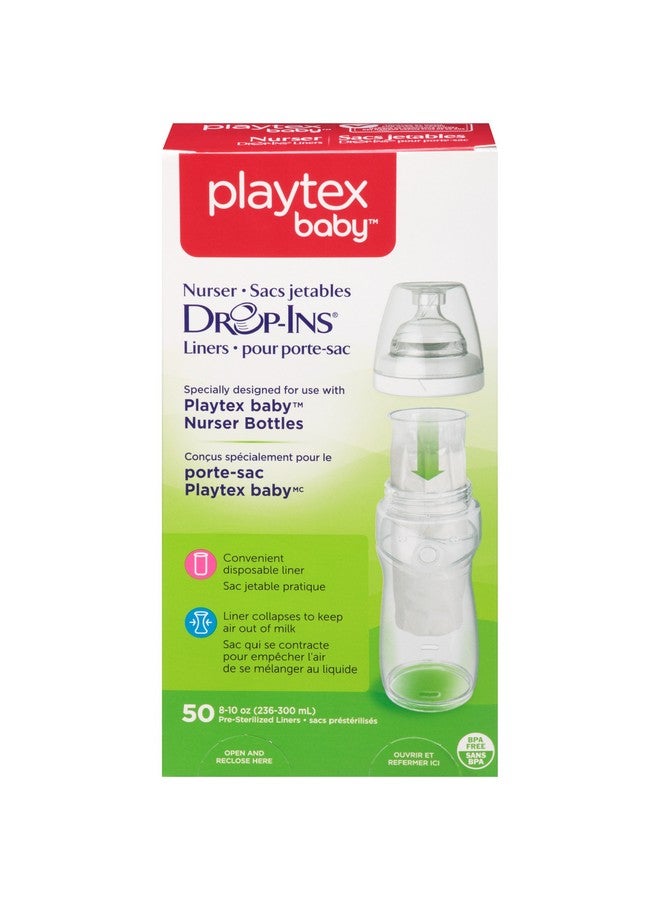 Diaper Genie Playtex Nurser Dropins Baby Bottle Disposable Liners Closer To Breastfeeding 8 Oz 50 Count