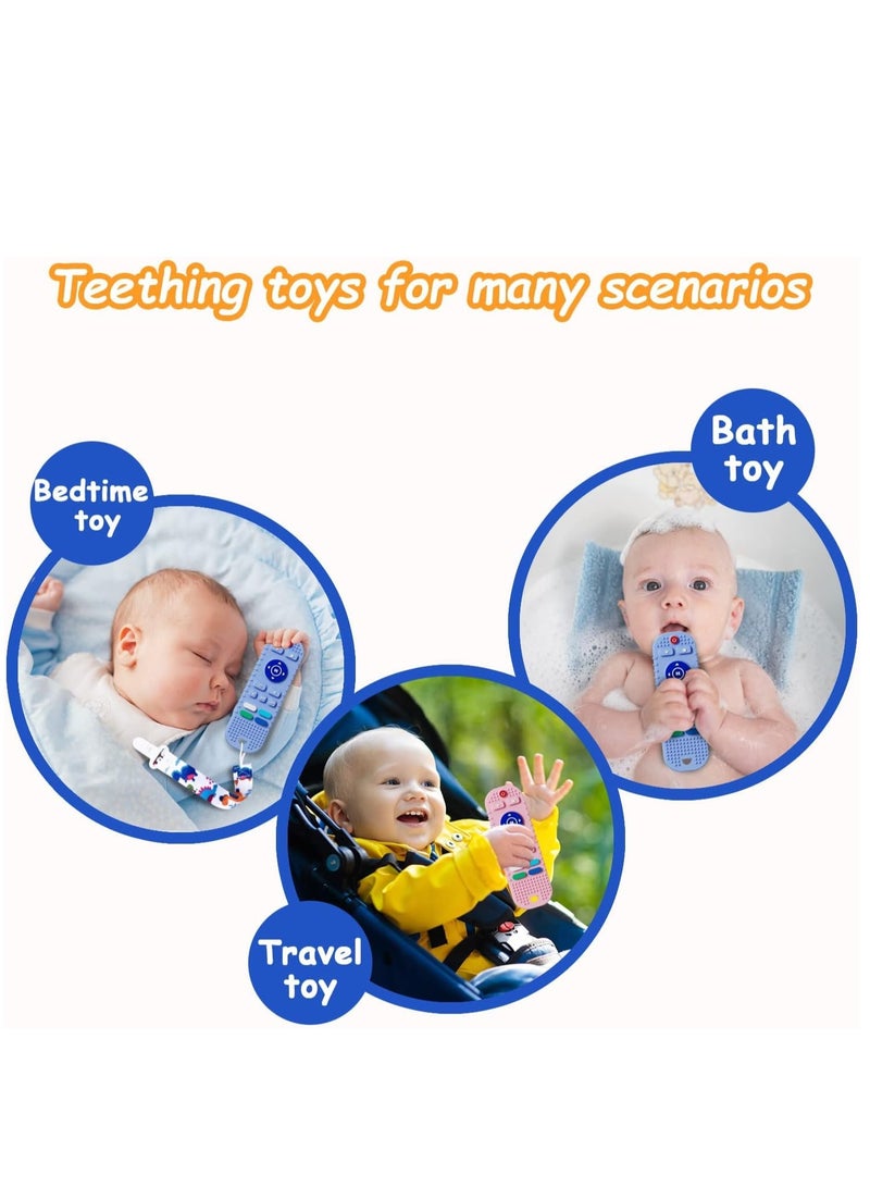 Teething Toys for Toddlersn 2 Pack Soft Silicone Teething Toys for Babies 6-12 Months - Boys Girls Baby Molar Teether Chew Toys Set Remote Control Shape Teething Toys Gift