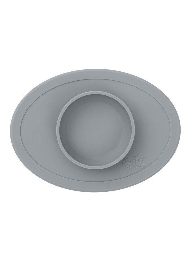 Tiny Bowl (Gray) Silicone Baby Bowl With Suction For 6 Months + Builtin Placemat First Foods + Baby Led Weaning Fits On All Highchair Trays Suction Bowls For Baby