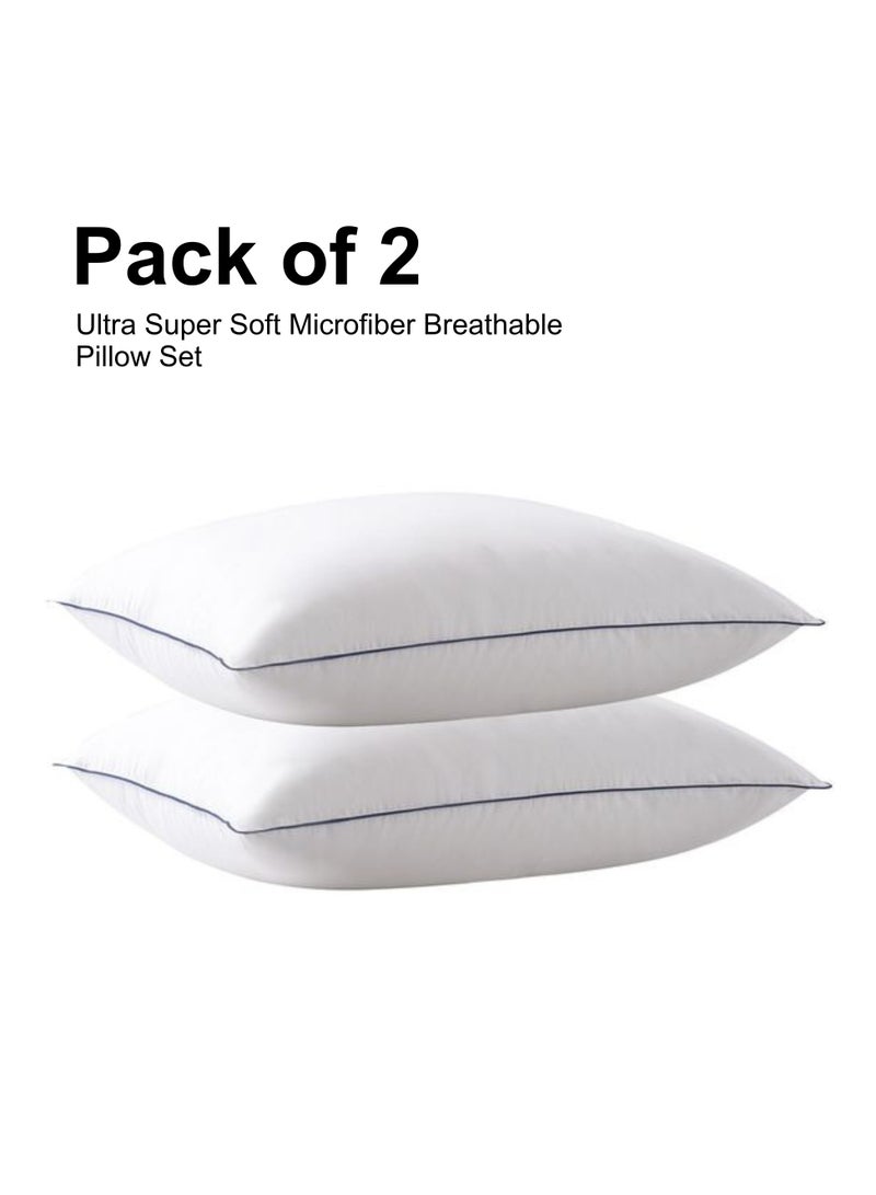 Ultra Super Soft Microfiber Pillow Pack of 2 Breathable, and Machine Washable for Ultimate Support and Comfort