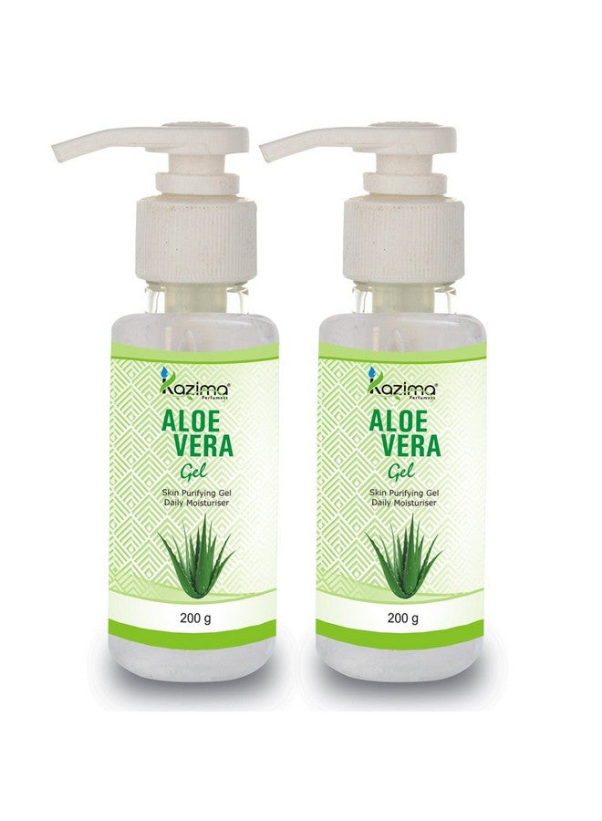 Aloe Vera Gel Raw 100% Pure Natural Gel Ideal For Skin Treatment Face Acne Scars Hair Care Moisturizer & Dark Circles (200 Gram (Pack Of 2))