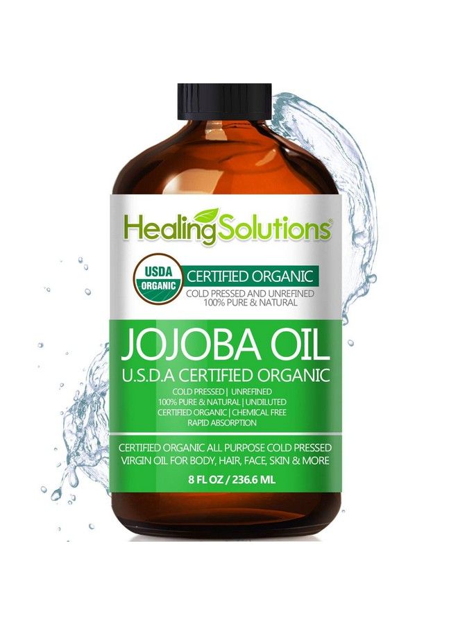 Jojoba Oil (Organic 8Oz) 100% Pure & Natural Cold Pressed Unrefined Hexane & Chemical Free Perfect All Natural Carrier Oil Solution For Face & Hair Helps Fight Acne & Moisturize Skin Now