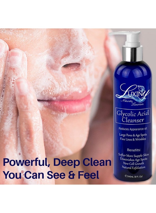 Glycolic Acid Face Wash Exfoliating Cleanser & Pore Minimizer For Women/Men 8 Oz Vegan Natural 10% Aha Facial & Acne Body Wash